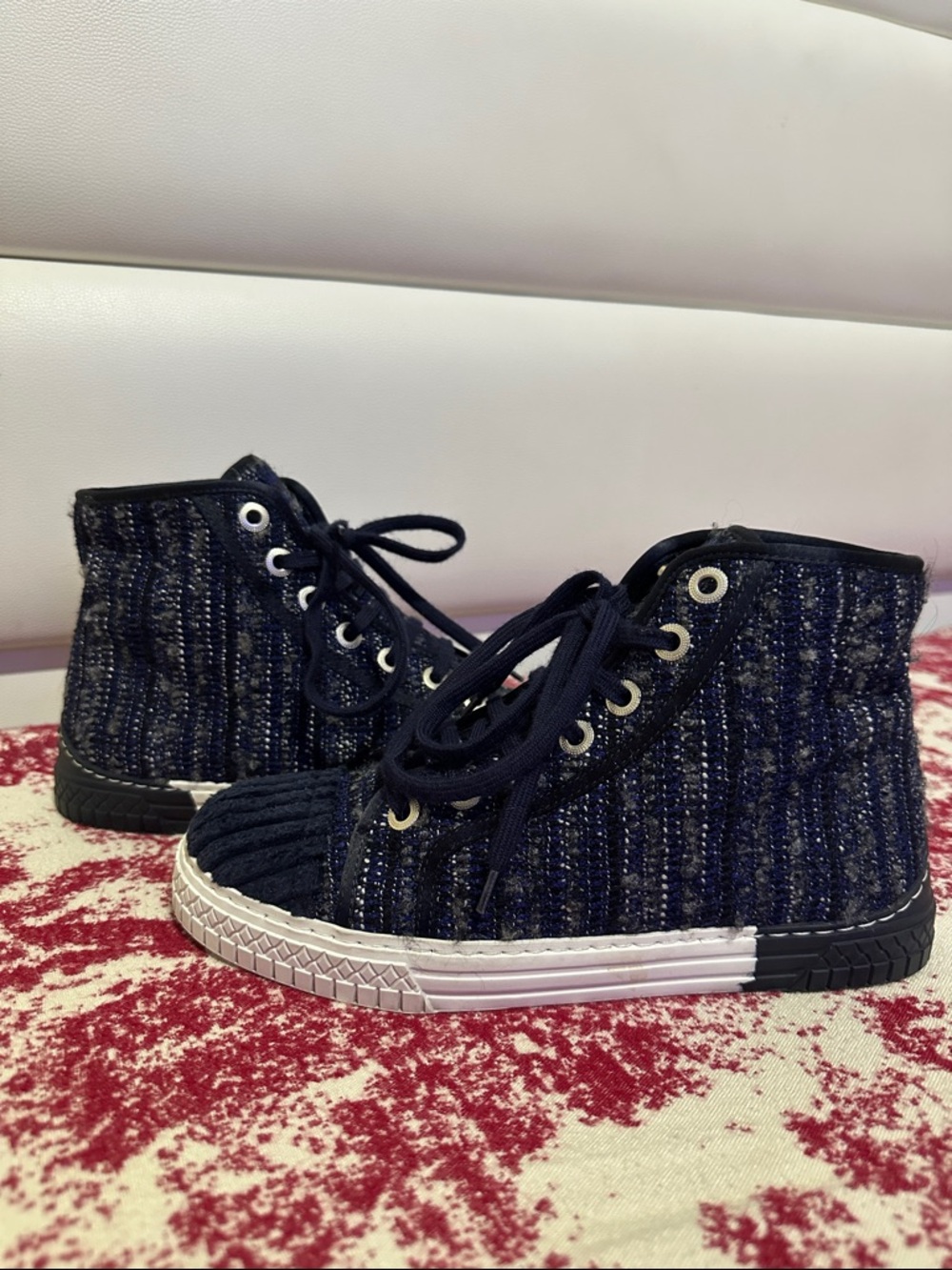 Chanel  Navy High-Top Sneakers - Picture 7 of 12